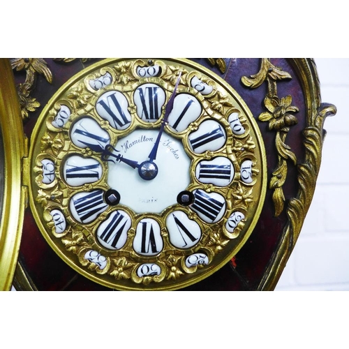 369 - French Boulle mantle clock retailed by Hamilton & Inches, movement numbered 37006 and striking on a ... 