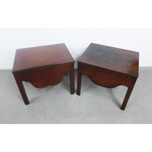 372 - Two Georgian mahogany commode stools, one with a pottery liner, the other with fixed top 52 x 46 x 4... 