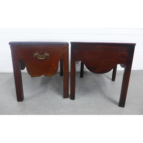 372 - Two Georgian mahogany commode stools, one with a pottery liner, the other with fixed top 52 x 46 x 4... 