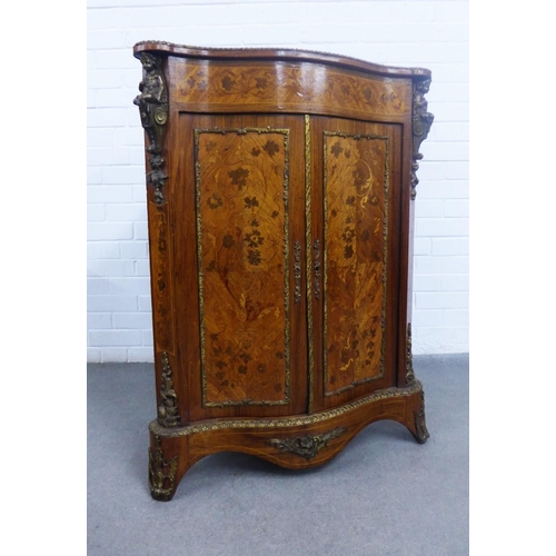 374 - French kingwood , marquetry and gilt metal mounted corner cabinet