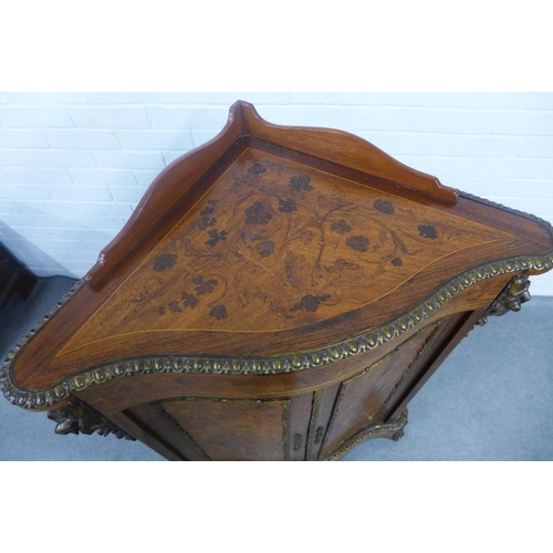 374 - French kingwood , marquetry and gilt metal mounted corner cabinet