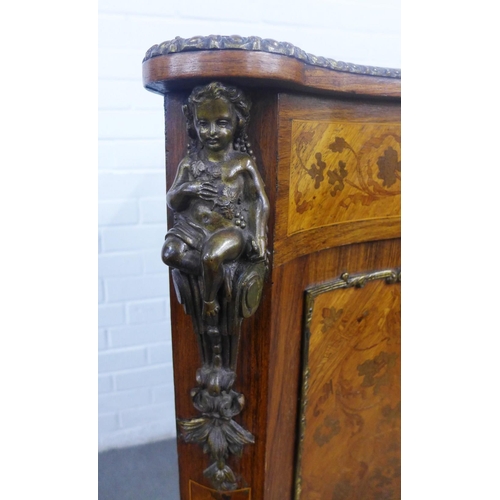 374 - French kingwood , marquetry and gilt metal mounted corner cabinet