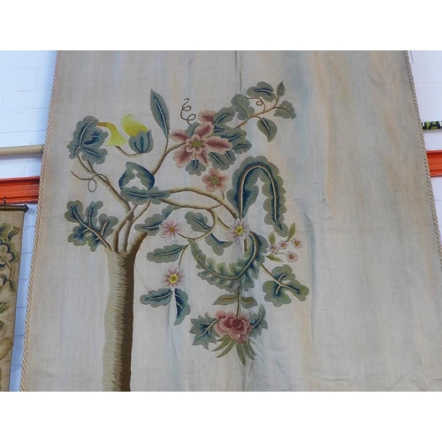 377 - Set of six embroidered curtains, each stitched with deer, tree and flowers pattern in coloured threa... 