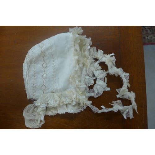 385 - Baby's lace and cotton dress and hat (2)