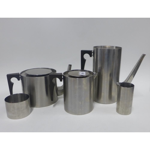 399 - Stelton Cylinda stainless steel tea and coffee set, originally designed by Arne Jacobsen, comprising... 