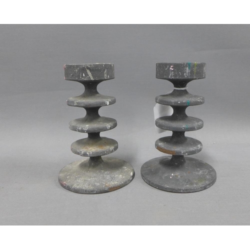 412 - Pair of Robert Welch Chipping Camden iron candlesticks and a quantity of vintage stainless steel ser... 