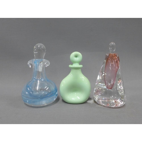 413 - Twelve coloured glass scent bottles and stoppers, tallest 21cm (12)