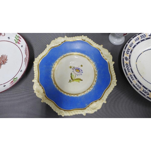 424 - Collection of 18th and 19th century porcelain and pottery saucers, plates, teabowls and cream jug  t... 