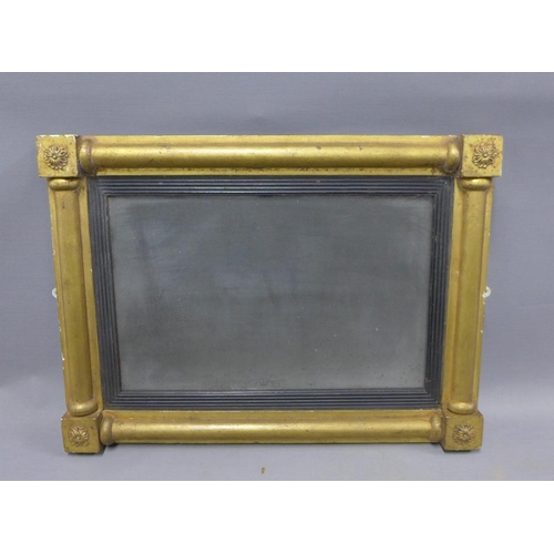 426 - Giltwood wall mirror with an ebonised slip and rectangular mercury glass plate, 58 x 42cm