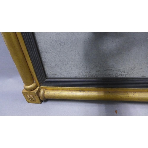 426 - Giltwood wall mirror with an ebonised slip and rectangular mercury glass plate, 58 x 42cm