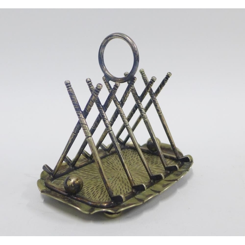 Epns wares to include a novelty golf club toast rack, hot eater pots