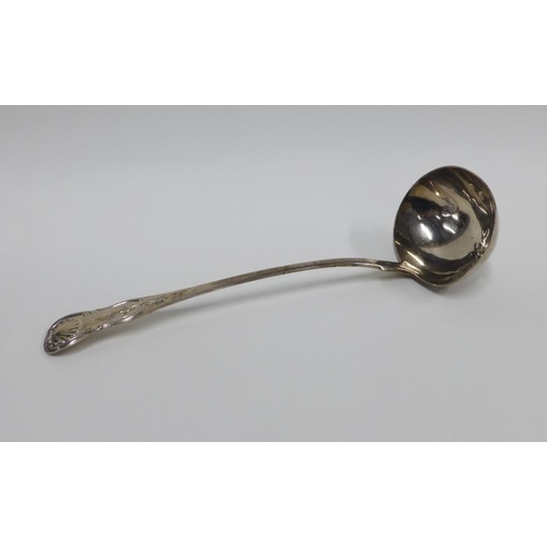 43 - William IV silver ladle, King's pattern, Edinburgh 1834, 36cm (bowl a/f)