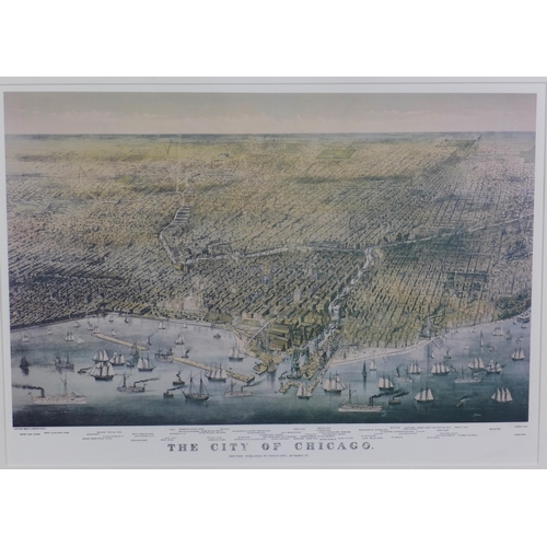 100 - The City of Chicago a reproduction print, framed under glass, size overall 76 x 60cm