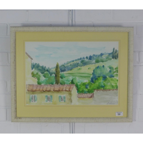 102 - Salti Nelusco, 'Firenze', watercolour, signed and dated 1990, Flying Colours Gallery label verso, 47... 