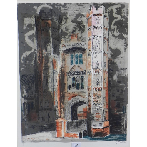 107 - John Piper, (1903 - 1992) Oxburgh Hall, Norfolk, coloured screen print 114/ 120, signed in pencil a... 