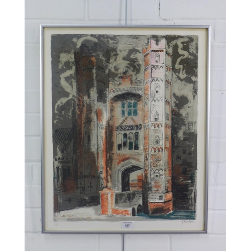 107 - John Piper, (1903 - 1992) Oxburgh Hall, Norfolk, coloured screen print 114/ 120, signed in pencil a... 