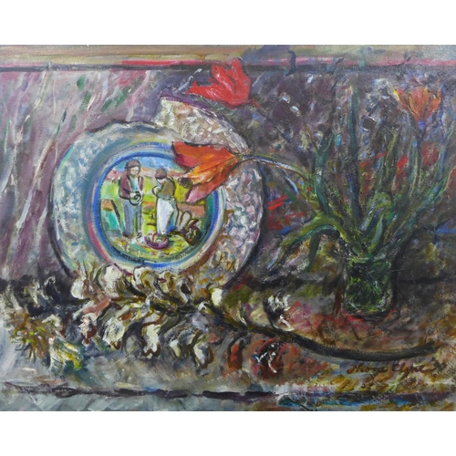 108 - Thora Clyne, (Scottish 1937 - 2021) oil on canvas, signed and dated '90, 77 x 61cm