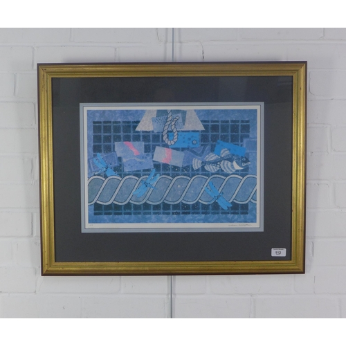 112 - After William Littlejohn, 'Rope, Fish and Dragonflies 1995' a limited edition print 49/300, framed u... 