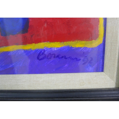 115 - Peter Bourne, RSW, (Scottish b.1931)  'Blue Couch', mixed media, signed and dated '92, framed with a... 