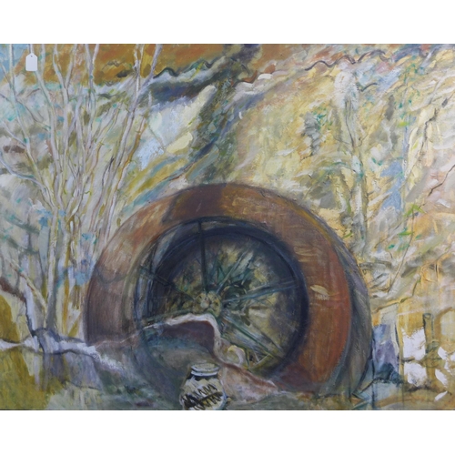 118 - Thora Clyne, The Wheel', oil on canvas,signed and dated '96, on a stretcher but unframed, 128 x 102c... 