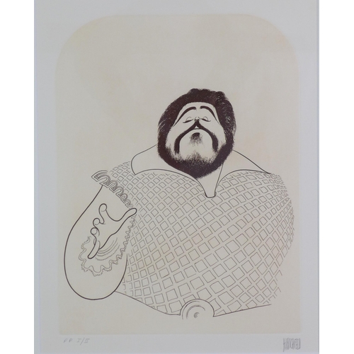 121 - Albert Hirschfeld (American 1903 - 2003) Luciano Pavarotti 1981, lithographic print, signed Al. Hirs... 