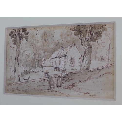 129 - 'Bonchurch'  an early 19th century ink and watercolour, entitled and signed indistinctly, framed und... 