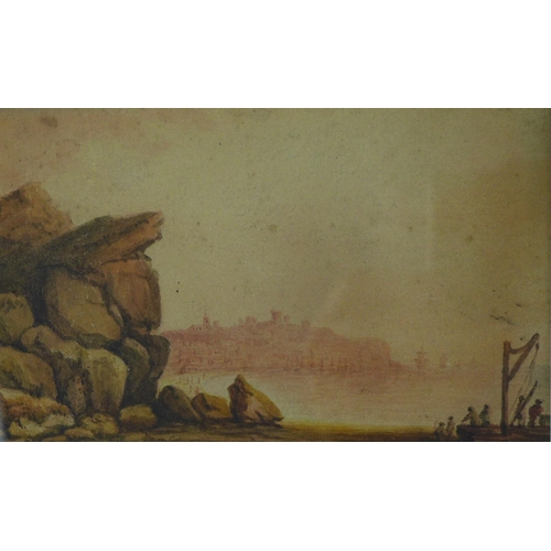 129 - 'Bonchurch'  an early 19th century ink and watercolour, entitled and signed indistinctly, framed und... 