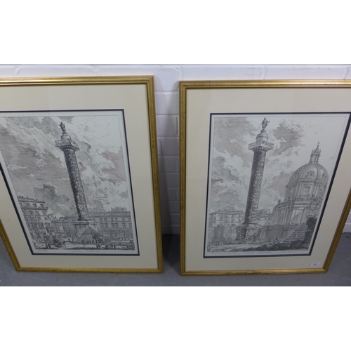 137 - After Piranesi, a companion pair of reproduction prints to include Colonna Antonina and Colonna Traj... 