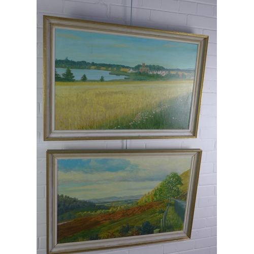 138 - WY Galloway, 'Gleneagles and Kilconquhar' a pair of oil on canvas, signed and framed, 75 x 50cm (2)