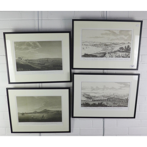 139 - Four reproduction prints of Dundee, framed under glass, largest overall 58 x 42cm (4)