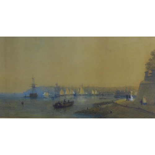 140 - After William Adolphus Knell (1805 - 1875) watercolour of a harbour scene, signed bottom right, fram... 