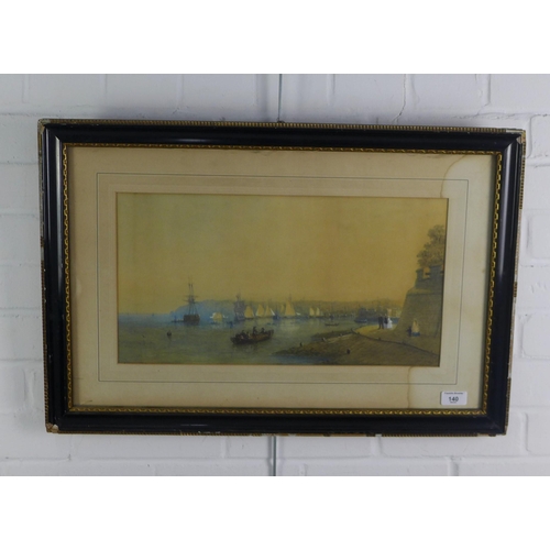 140 - After William Adolphus Knell (1805 - 1875) watercolour of a harbour scene, signed bottom right, fram... 