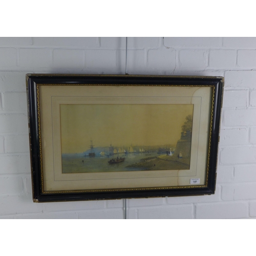 140 - After William Adolphus Knell (1805 - 1875) watercolour of a harbour scene, signed bottom right, fram... 