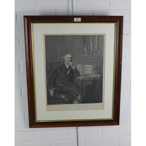 142 - After Joshua Reynolds, 'John Hunter; a framed print 36 x 47cm