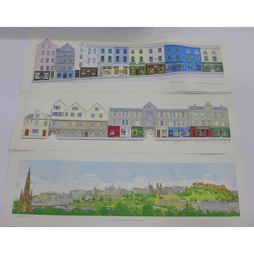 143 - Atholl Pirie, a collection of unframed coloured prints of Edinburgh  and Glasgow streets, etc , (a l... 