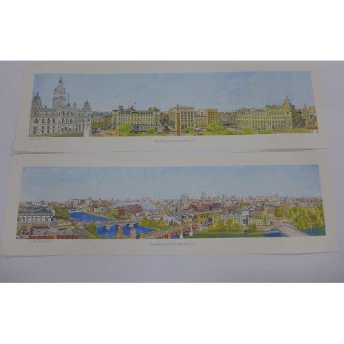 143 - Atholl Pirie, a collection of unframed coloured prints of Edinburgh  and Glasgow streets, etc , (a l... 