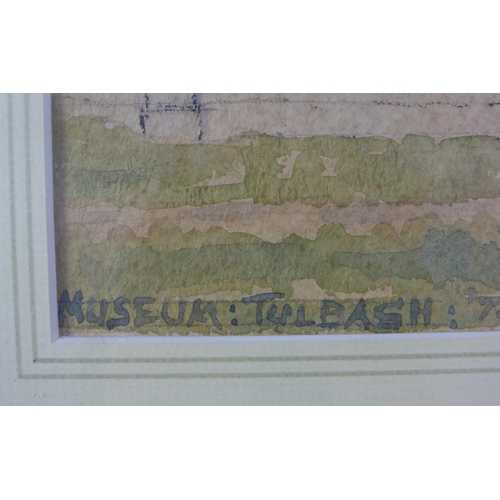 24 - The Museum, Tulbagh, a watercolour, signed indistinctly and dated '75,  framed under glass, 34 x 24c... 
