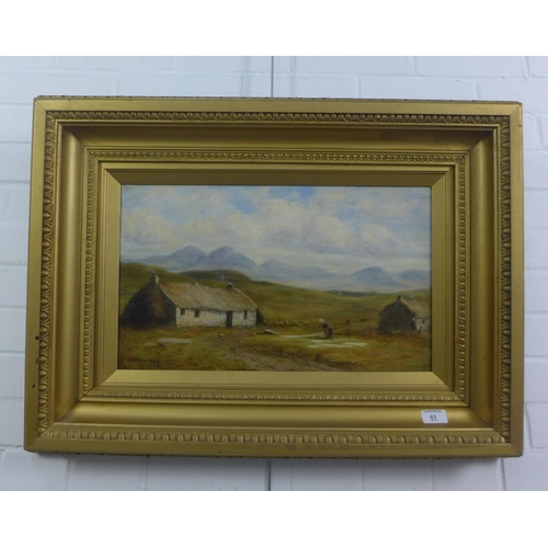 61 - William Woolard, Highland Croft and figure, oil on canvas, signed and dated 1884, in an ornate giltw... 