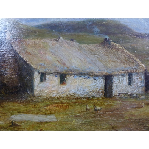 61 - William Woolard, Highland Croft and figure, oil on canvas, signed and dated 1884, in an ornate giltw... 