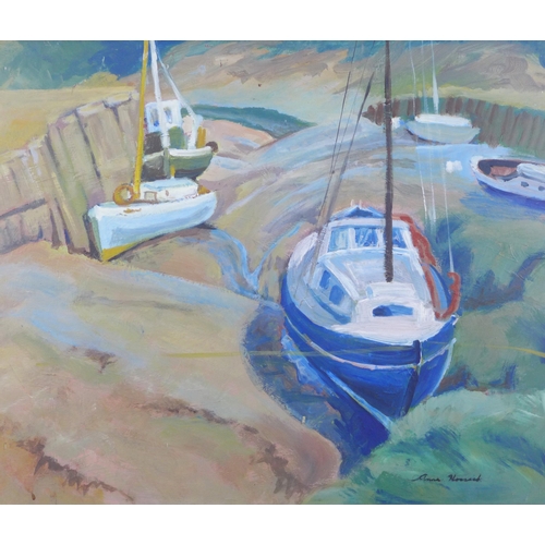 75 - Anna Hossack, 'Low Tide at Palmackie', oil on board, signed and framed, 60 x 50cm