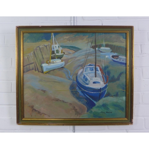 75 - Anna Hossack, 'Low Tide at Palmackie', oil on board, signed and framed, 60 x 50cm