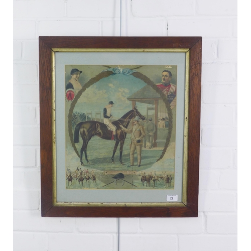 79 - The Straight Tip, 'You ride to win, Ayrshire the Derby Winner' a colour lithographic print, framed u... 