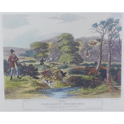 95 - Pheasant Shooting in October, large coloured print, in a glazed and gilt wood frame, size overall 80... 