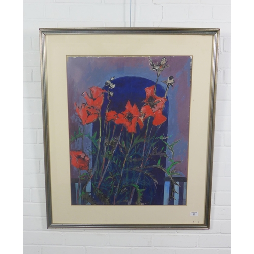 97 - David M. Martin, RSW RGI (Scottish 1922 - 2018)  'Poppies and Archway' watercolour, signed and frame... 