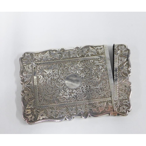 38 - Victorian silver engraved card case, Birmingham 1877, 10cm