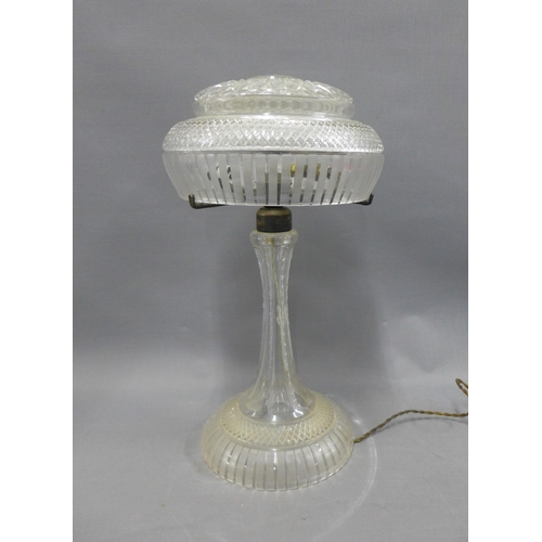 Cut glass table base and shade, 45cm