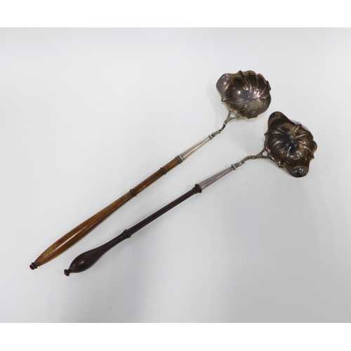 34 - George II silver toddy ladle, with scalloped bowl and fruitwood handle, John Payne, London 1750 (a/f... 