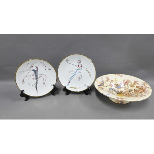 105 - A pair of Hirschfeld 'Rhythm & Dance' porcelain plates and a Maling lustre bowl (3)