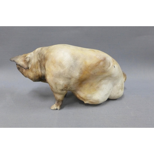 115 - Raku fired pig, signed indistinctly and dated 2001, 25cm