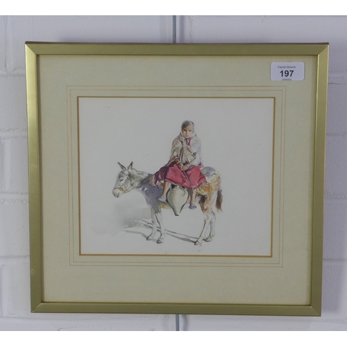 197 - Lucy Poett 'Gypsy Girls', watercolour, framed under glass with a Malcolm Innes gallery label verso, ... 
